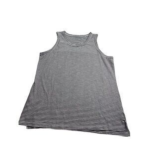 Sonoma Womens Striped Tank Top Size L Black White Round Neck